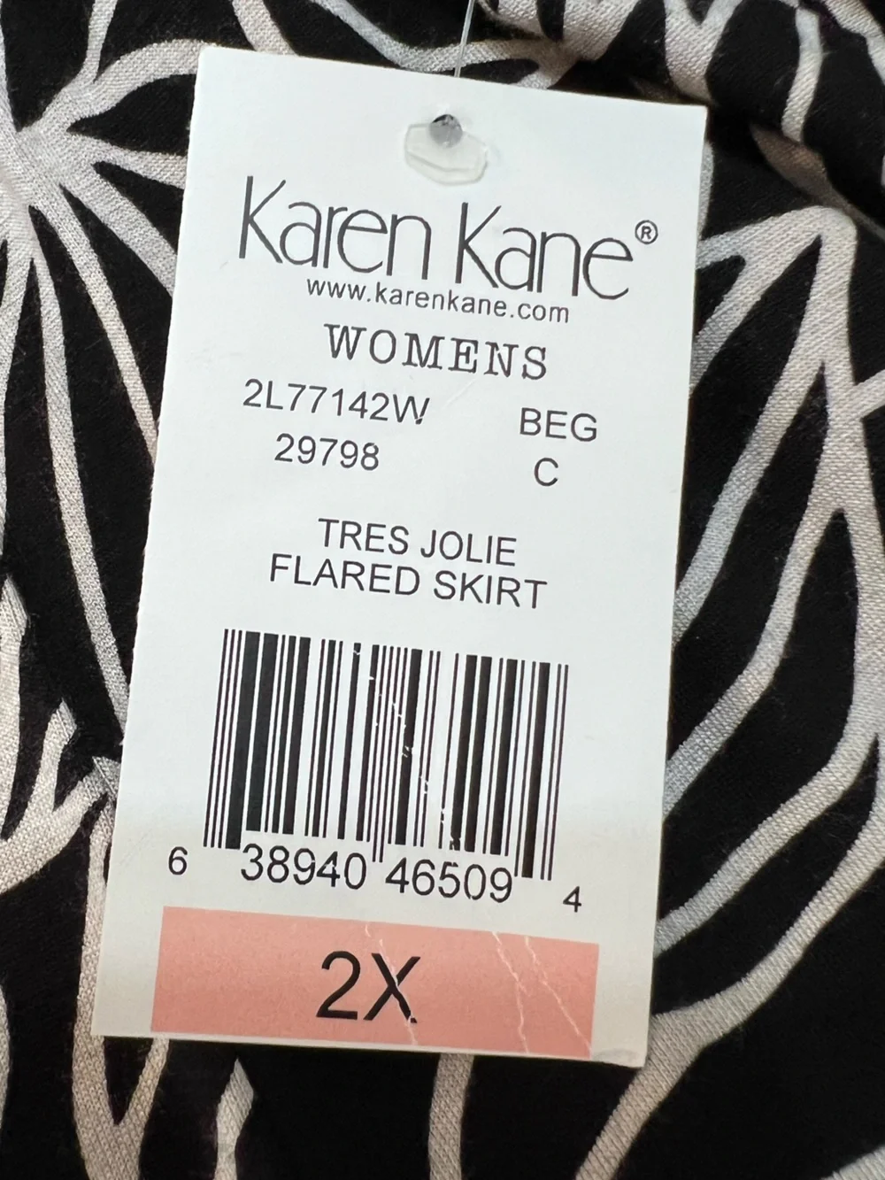 Karen Kane Black White Tres Jolie Full Floral Flared A-Line Skirt. Size 2X. NWT.